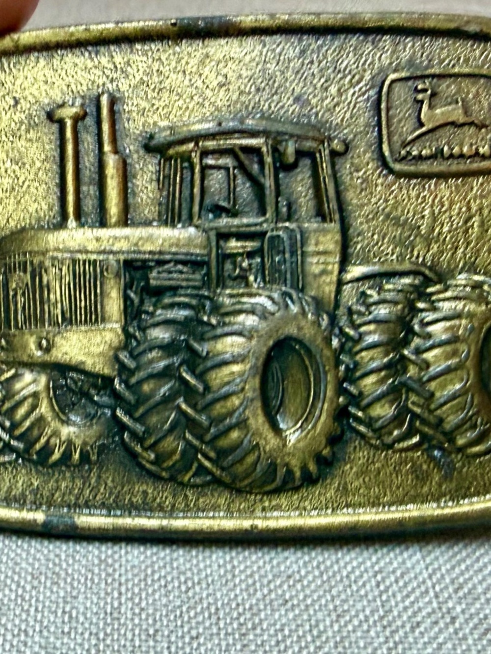 Vintage John Deere Tractor Brass Belt Buckle